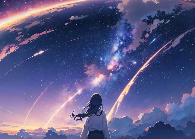 Anime Girl Under Starry Sky
