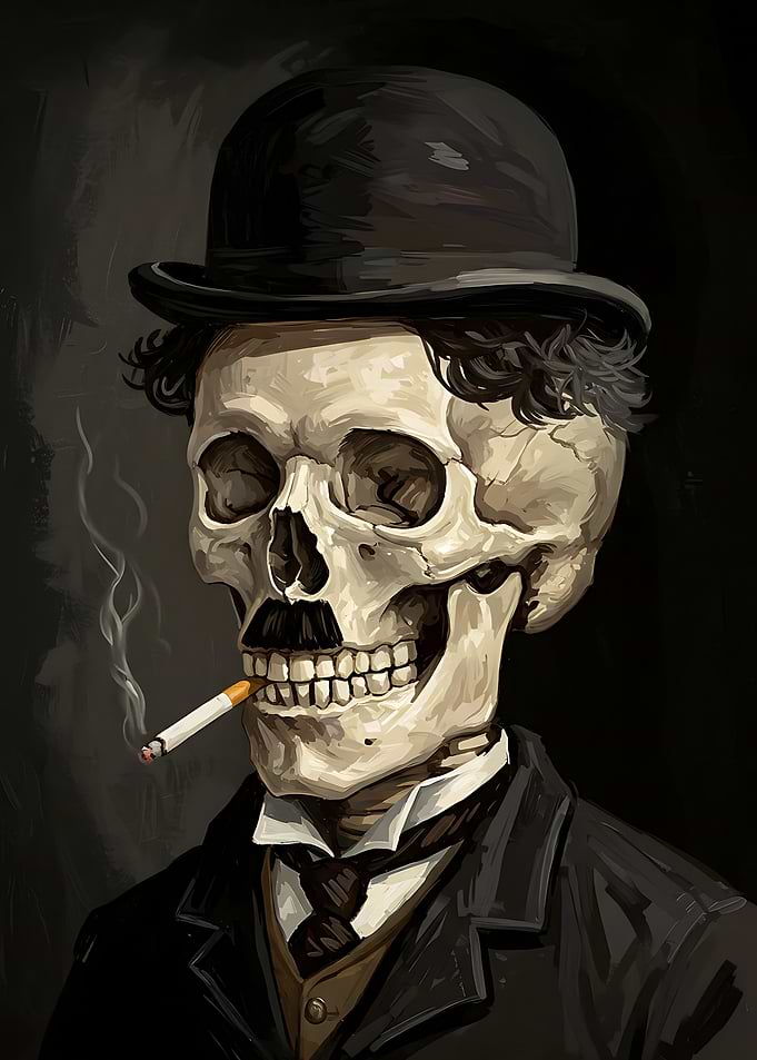 Chaplin Skeleton in Bowler Hat