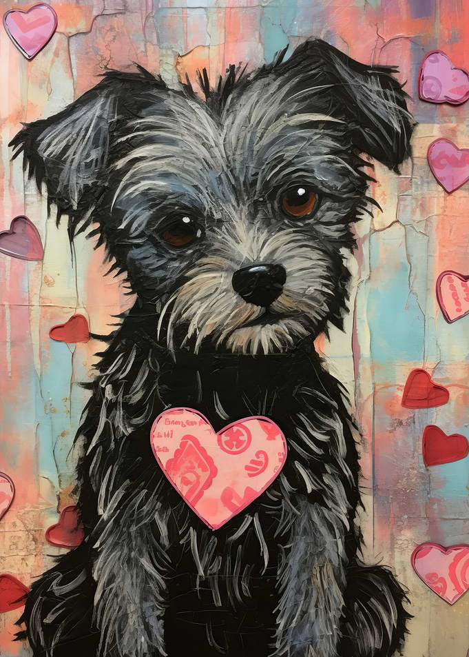 Cairn Terrier Dog with Valentine Heart