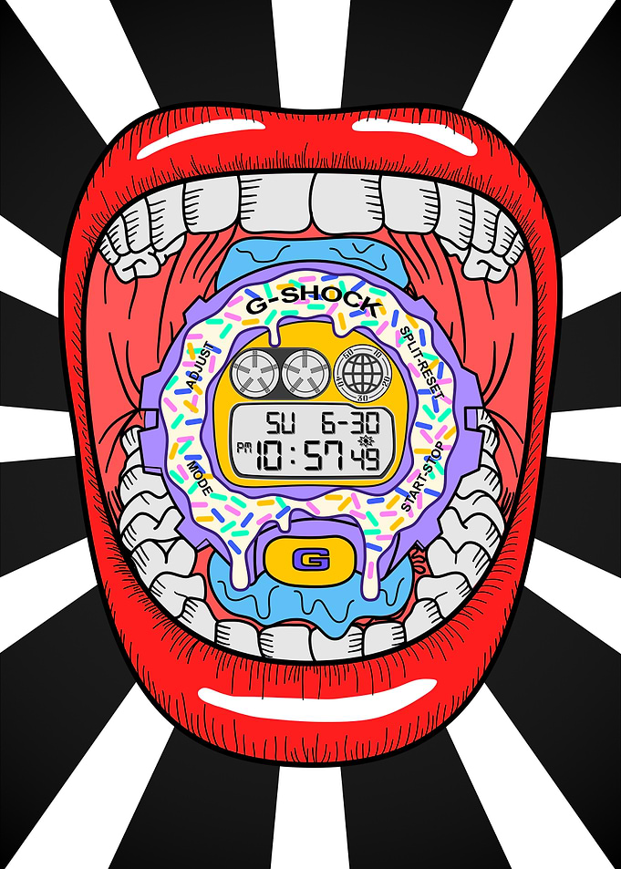 G-Shock Watch Vintage Illustration