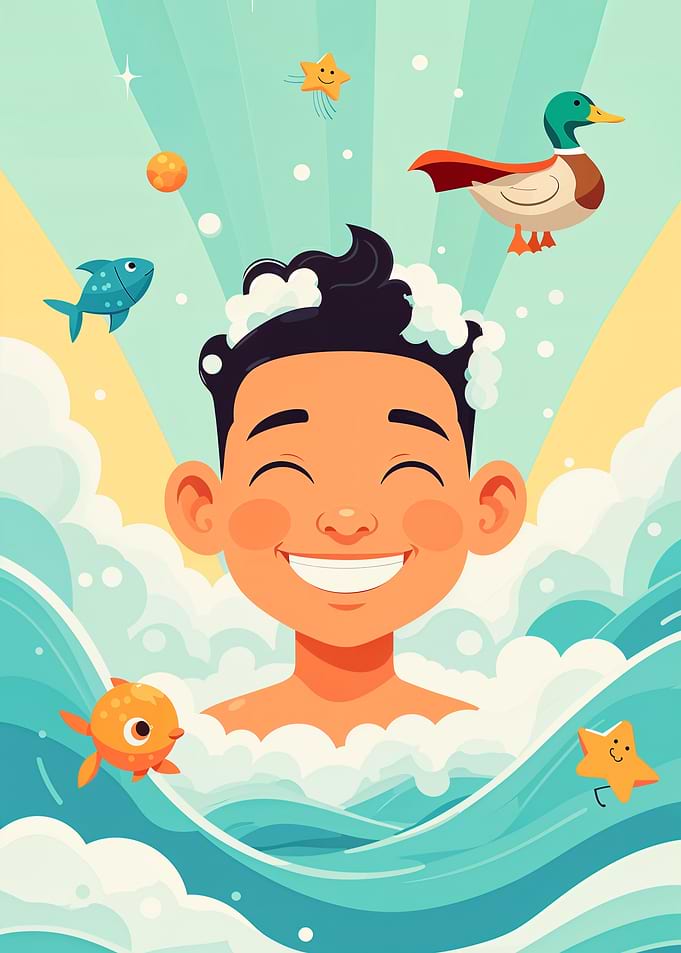 Happy Boy in the bathroom