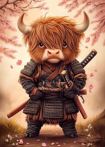 Highland Cow Samurai