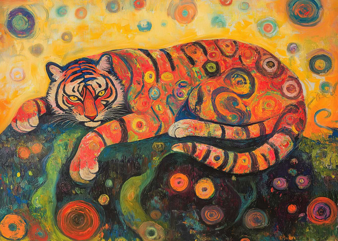 Tiger Floral Gustav Klimt
