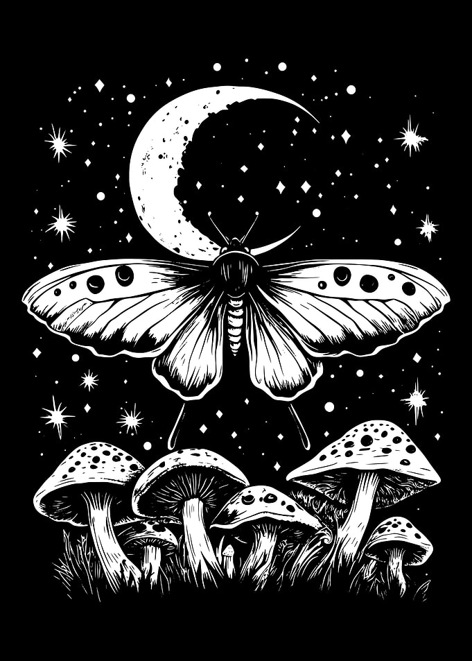 Moth and Mushrooms
