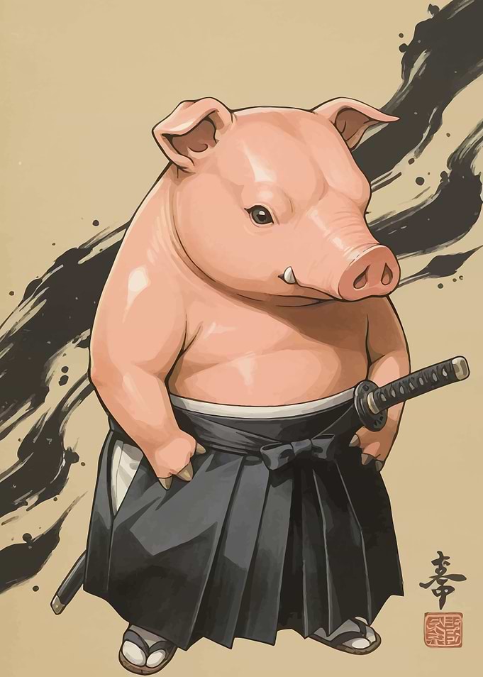 Samurai Pig Illustration