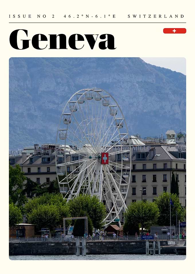 Geneva Switzerland Travel Art Poster