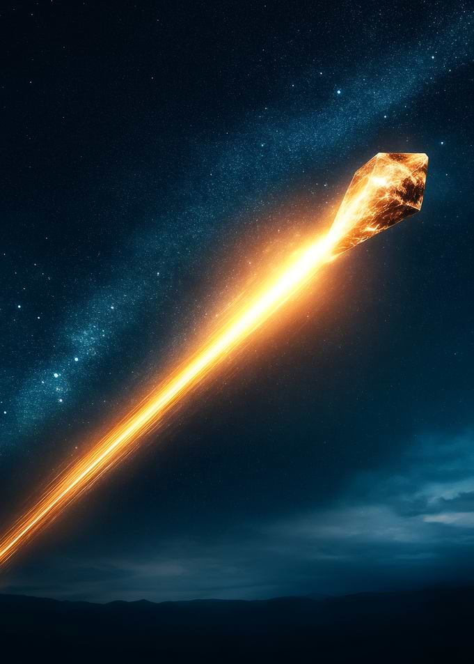 Fiery Meteorite in Space