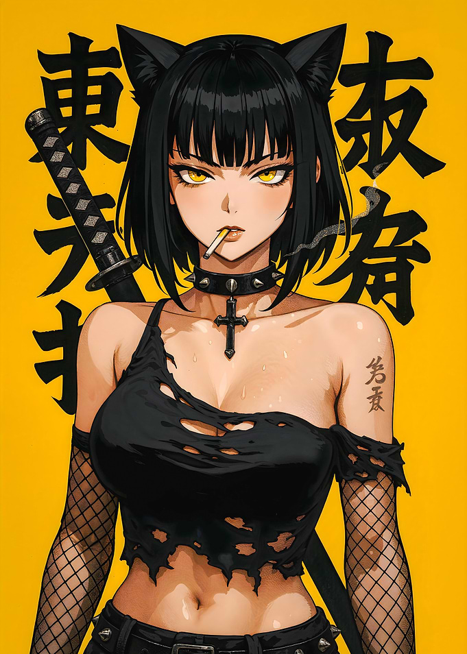 Sexy Katana Goth Waifu Girl