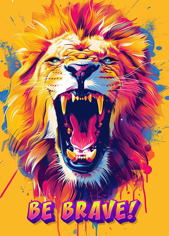 Brave Lion Quote Art Print