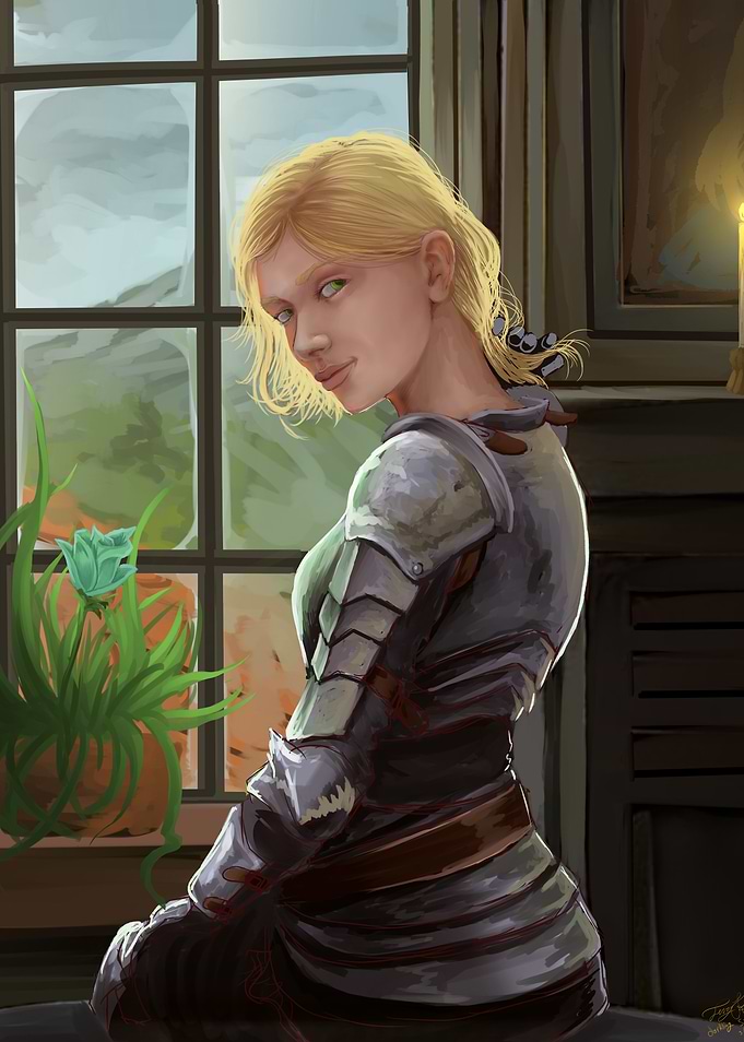 Female Knight by Window