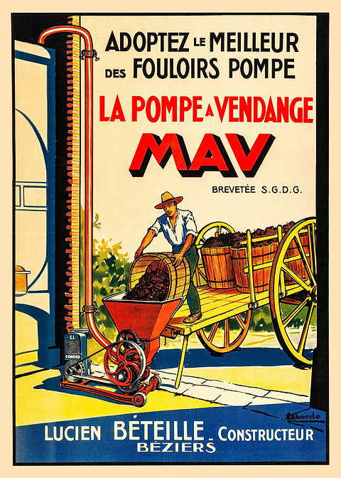 Vintage Wine Press Poster — retro advertising art on metal