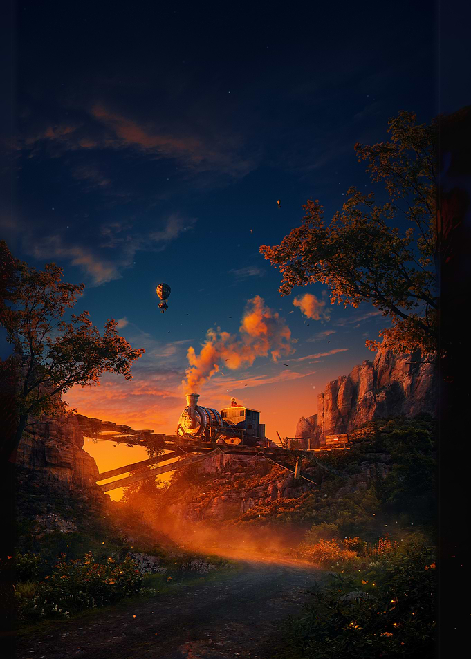 Train at Sunset