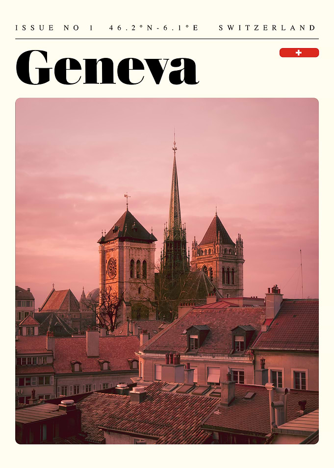 Geneva Switzerland Travel Art Poster