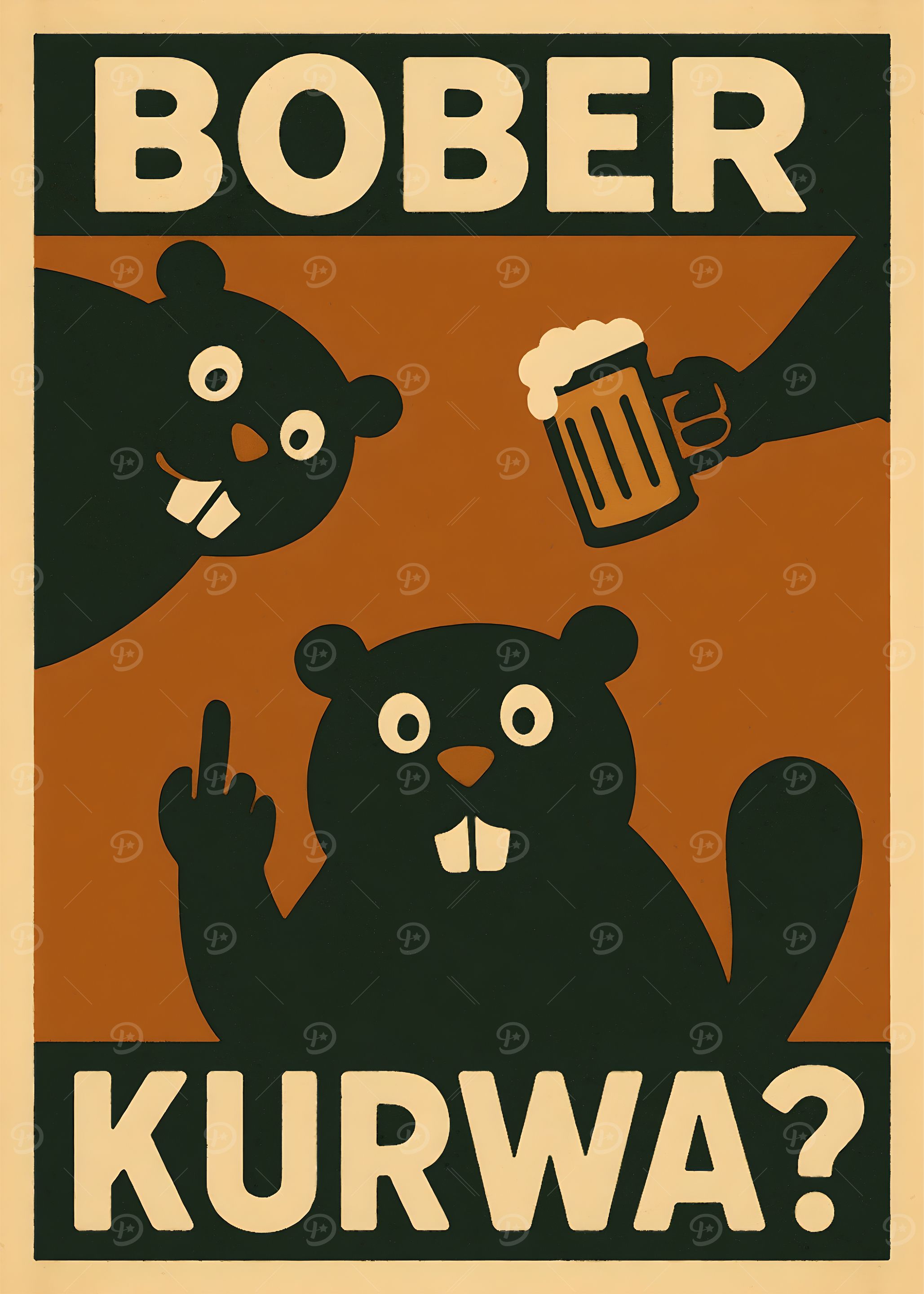 Drunk Bober Poster – Beer, Beaver, Kurwa