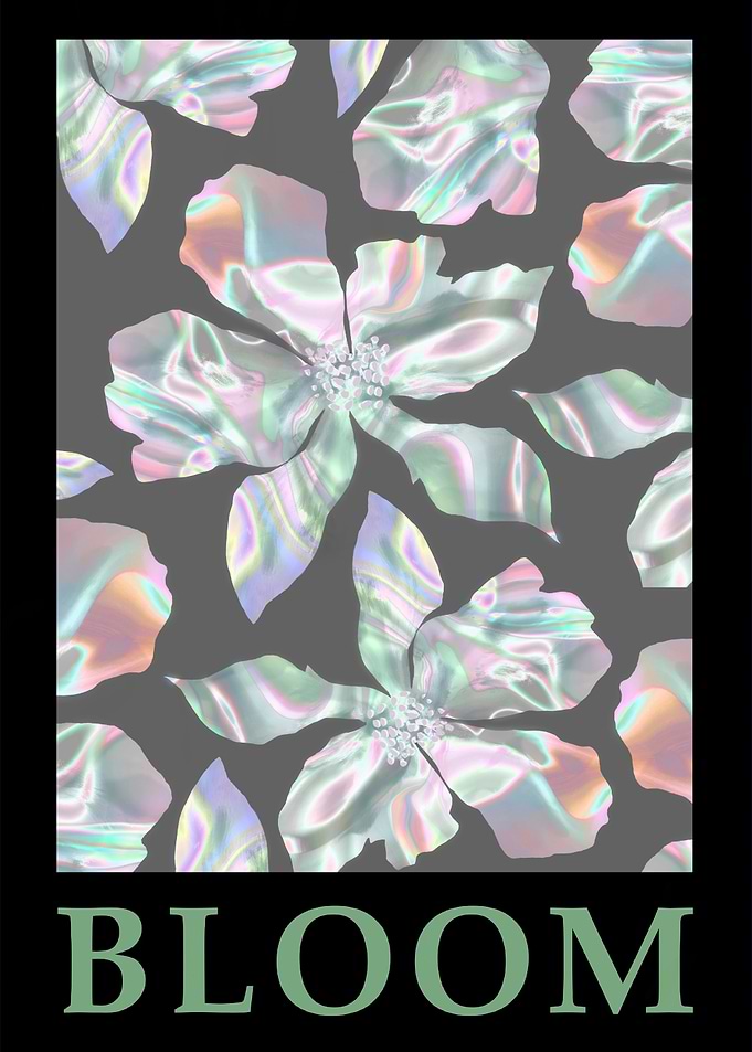 Unique Holographic Floral Bloom Art Print Poster