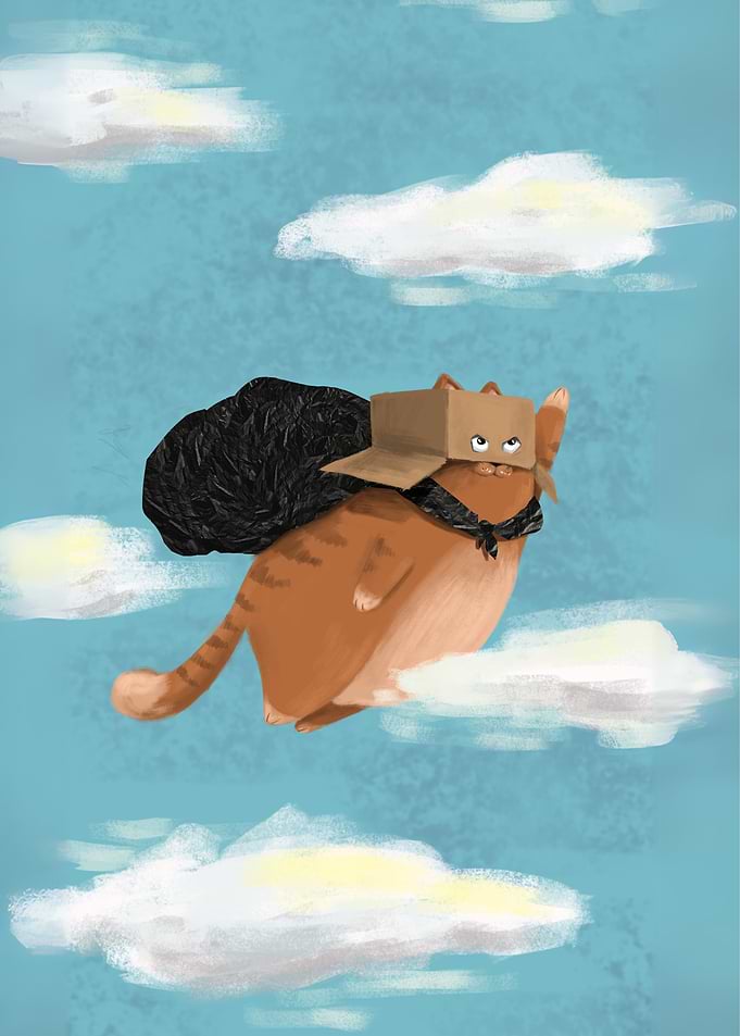 Cat Superhero Flying