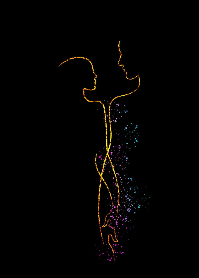 Golden Couple Silhouette