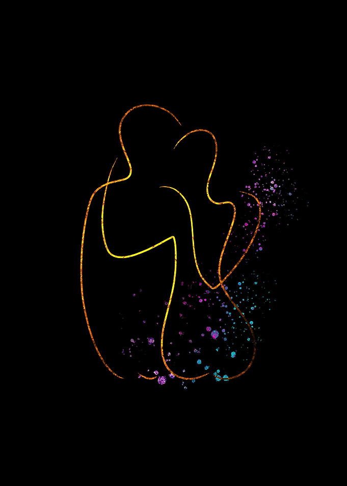 Abstract Couple Embrace