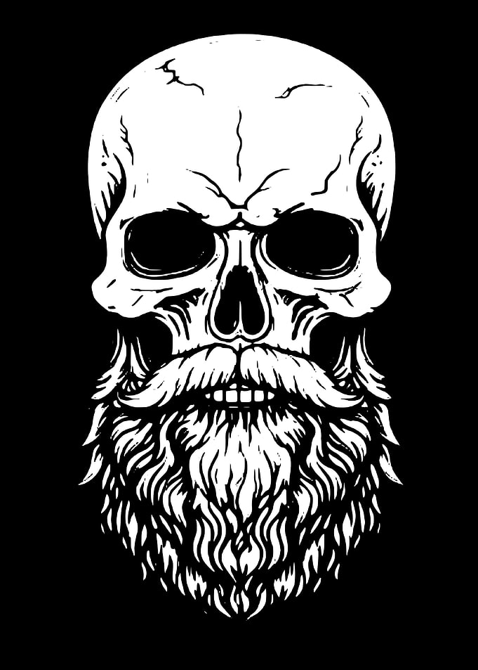 Skull with Beard Illustration
