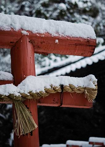 Snowy Torii Gate in Japan