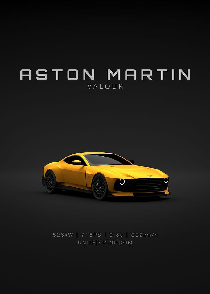 Yellow Aston Martin Valour 2024 - Front Specs