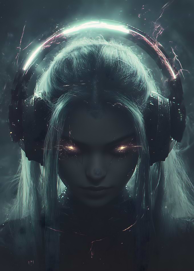 Cyberpunk Woman with Glowing Eyes