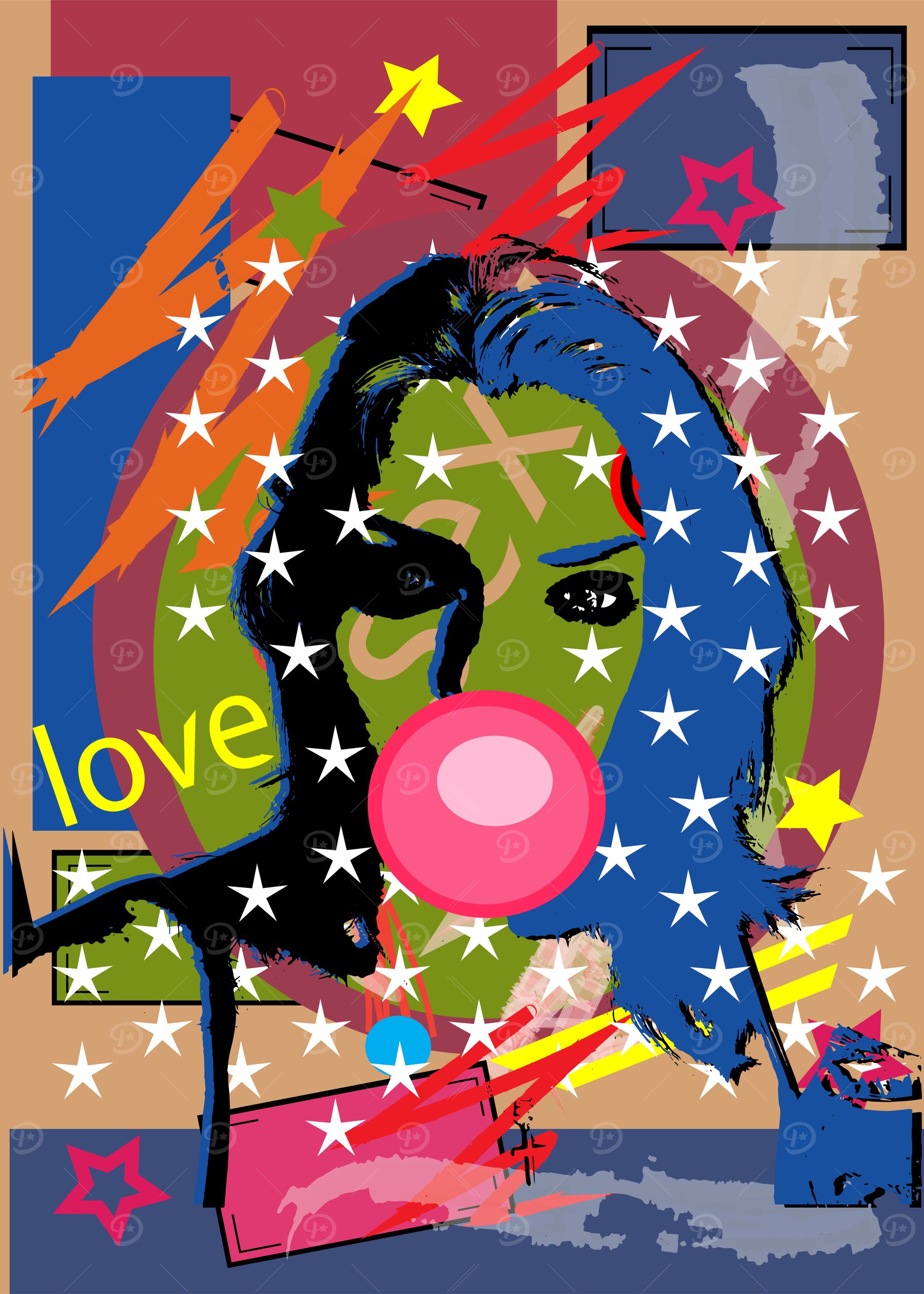Pop Art Girl with Bubblegum