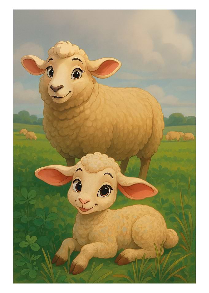 Mother Sheep and Lamb