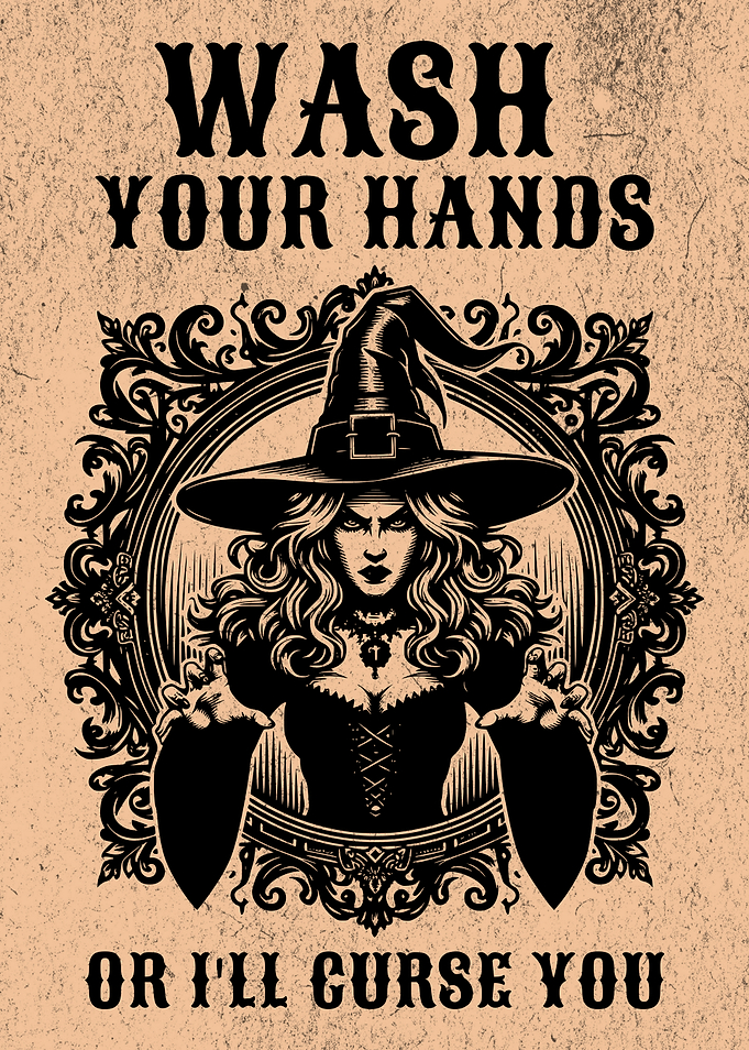 Wash Your Hands or I'll Curse You Witchy Bathroom Poster