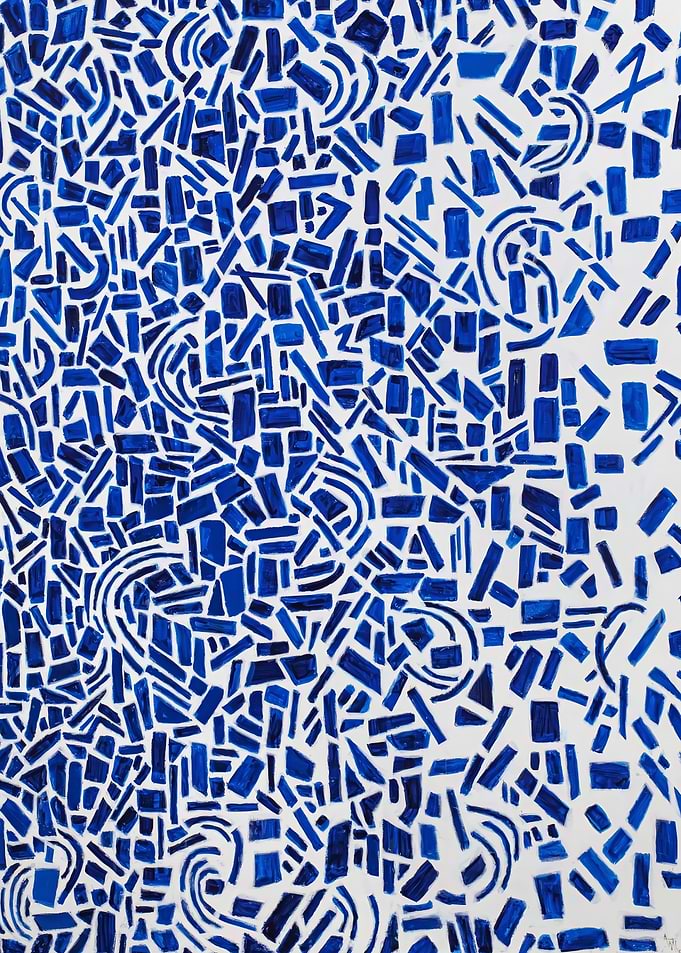 Abstract Blue and White Painting