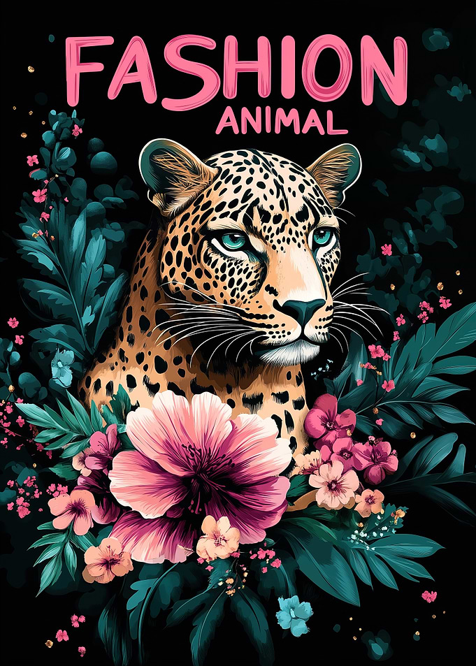 Leopard with Flowers Fashion Animal