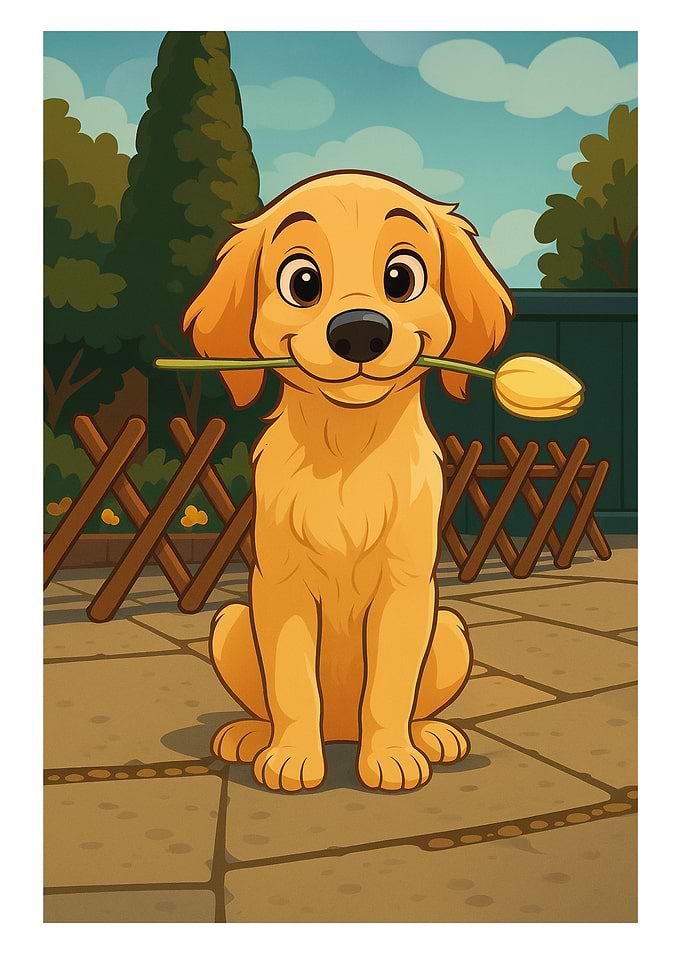 Golden Retriever with Flower