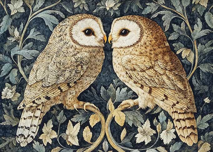 Owls William Morris Floral Forest