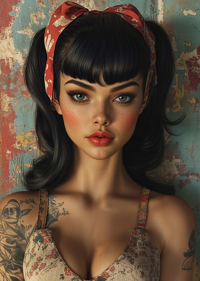 Rockabilly Rebel Girl With Tattoos