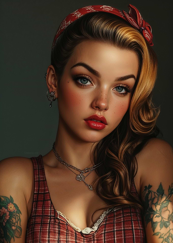 Rock N Roll Girl With Bandana