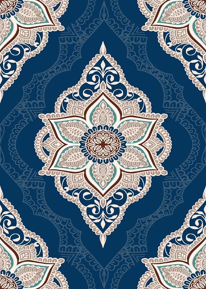 Blue Floral Mandala Pattern