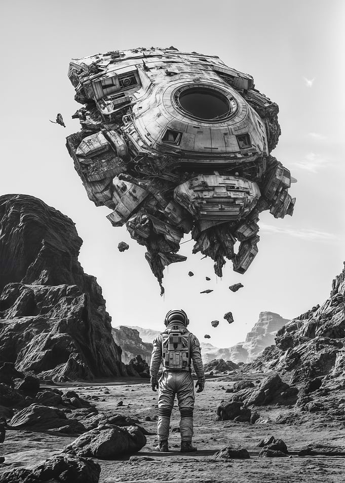 Astronaut and Crashed Spaceship
