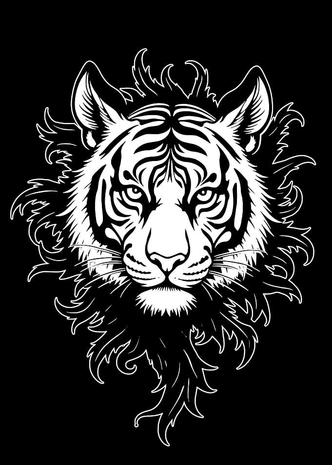 White Tiger Head Illustration