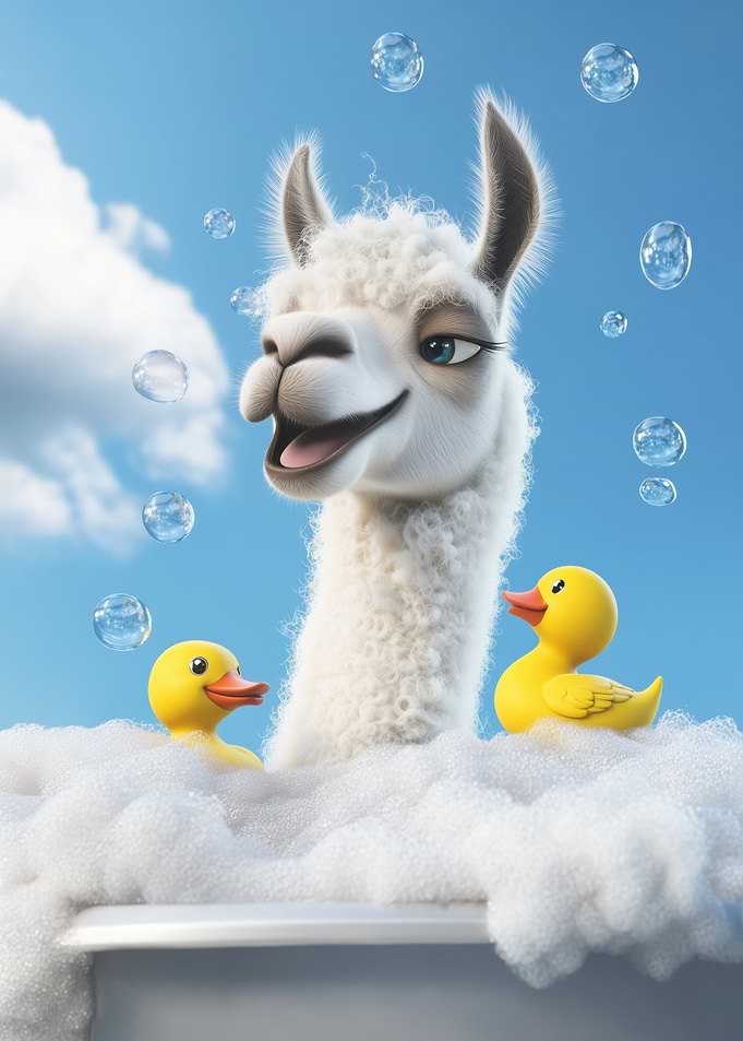 Llama Bath Time