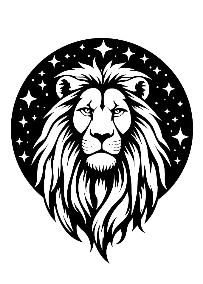 Lion Head with Stars