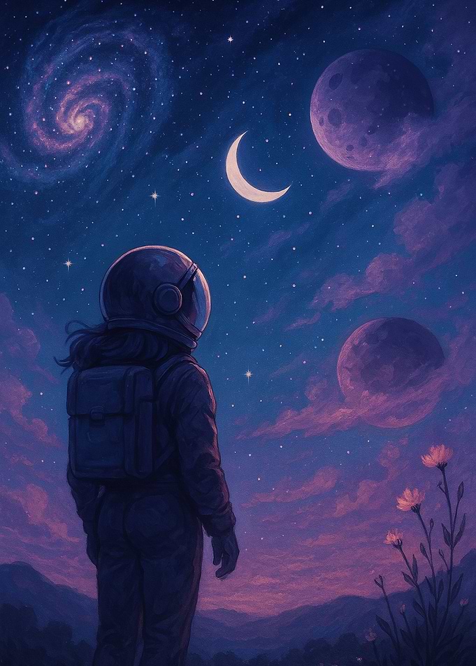 Astronaut Gazing at Stars