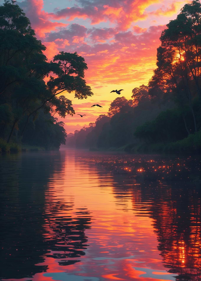 Sunset River Landscape