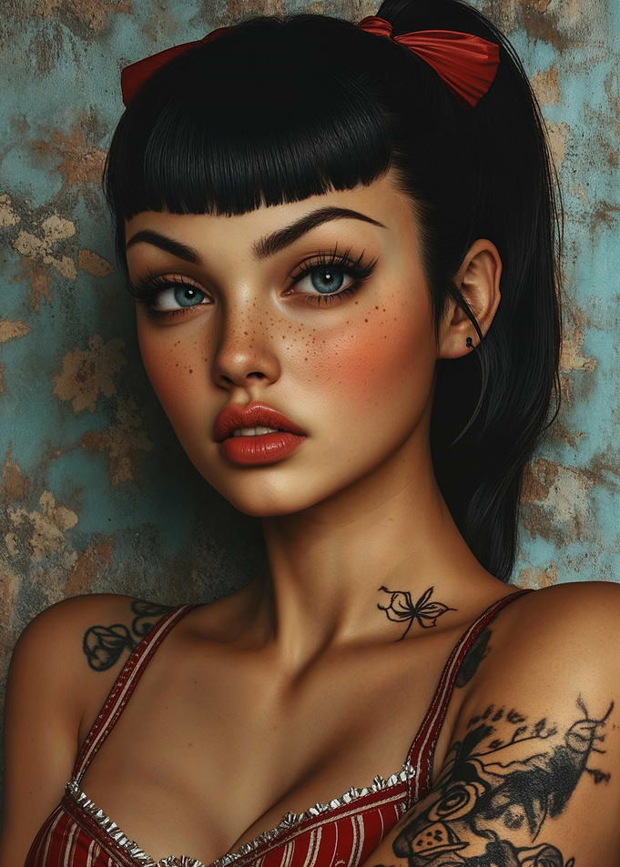 Rockabilly Rebel Girl With Tattoos