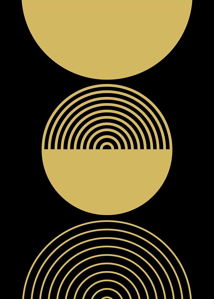 Gold Circles Abstract Art