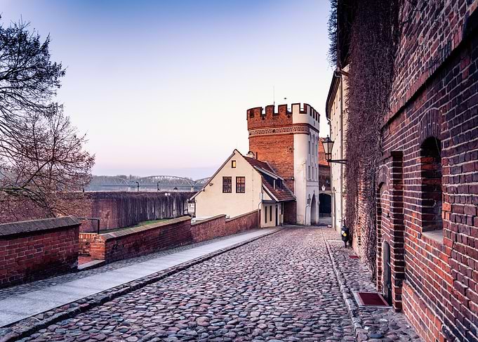 Cobblestone Street in Old Town Torun