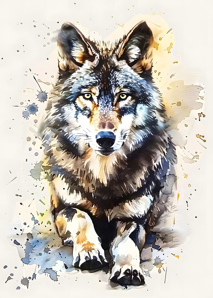 Wolf Watercolor Painting