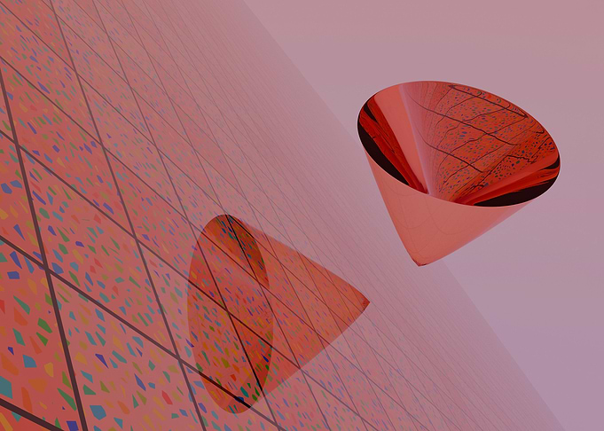 Red Cones Abstract Art
