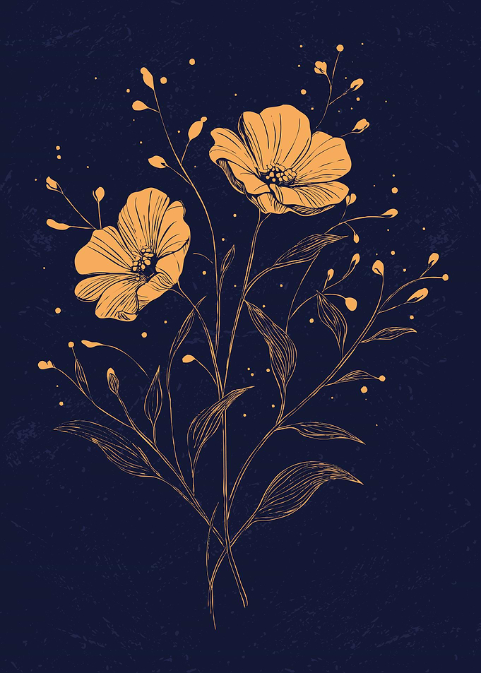 Golden Floral Illustration