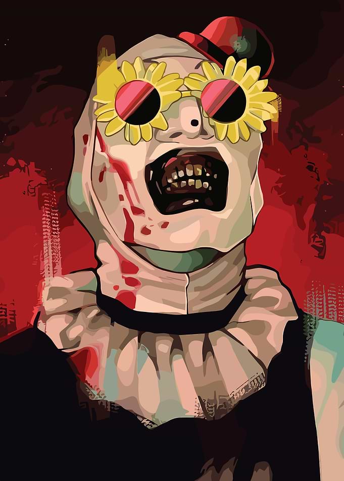 Creepy Clown with Sunflower Glasses