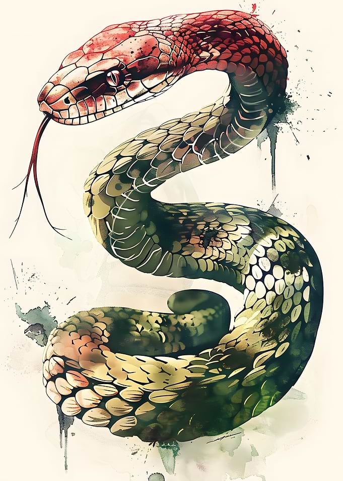 Watercolor Snake Illustration